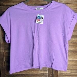 Zenana Outfitters Lavender Cropped Tee